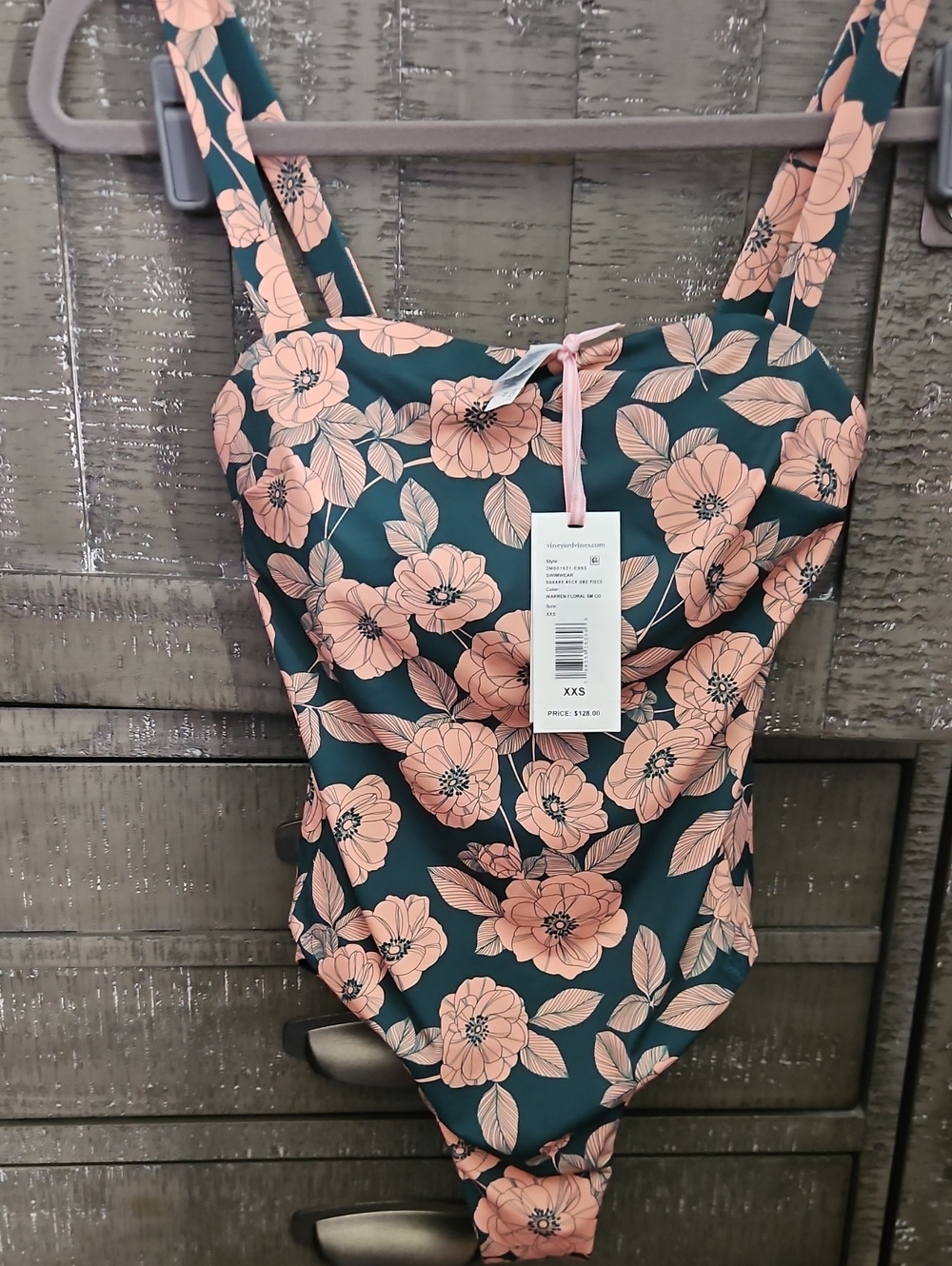 VINEYARD VINES Floral One-Piece Swimsuit in Teal and Blush